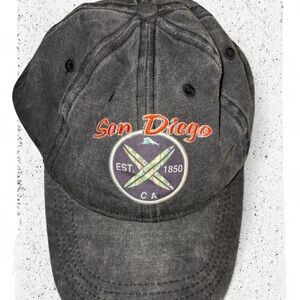 San Diego Embroidered Black Cap